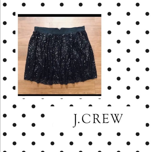 J Crew Starry Night Black Sequin Mini Skirt 6 S - Picture 1 of 5